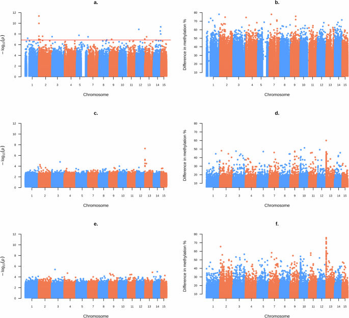 Fig. 3: Results of the differential methylation analysis by base for each context.