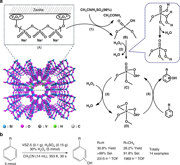 Immediate Hydroxylation Of Arenes To Phenols Via V Containing All Silica Zsm 22 Zeolite Triggered Non Radical Mechanism Nature Communications