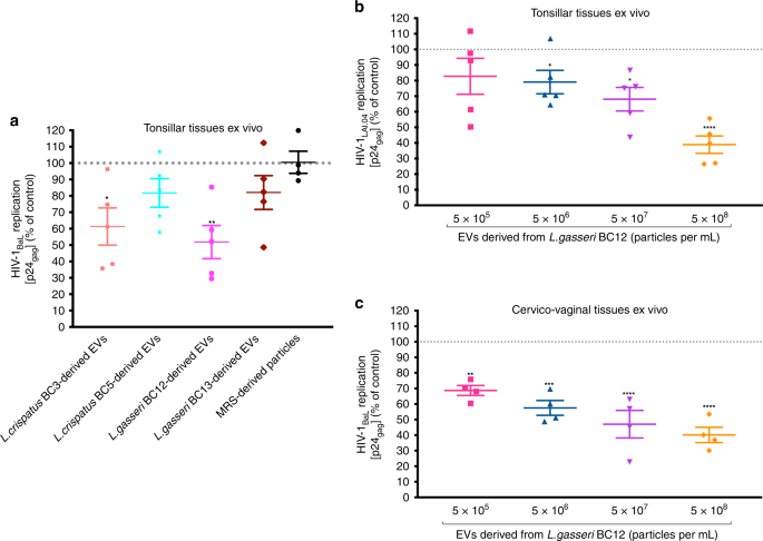 Extracellular Vesicles From Symbiotic Vaginal Lactobacilli Inhibit Hiv 1 Infection Of Human Tissues Nature Communications