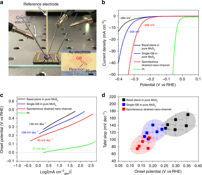 Fig. 7: HER activity of MoS2 single GB in nano-channel.
