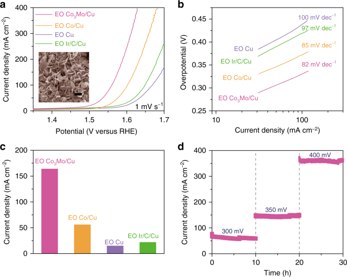 Fig. 4: Electrochemical characterization of OER properties.