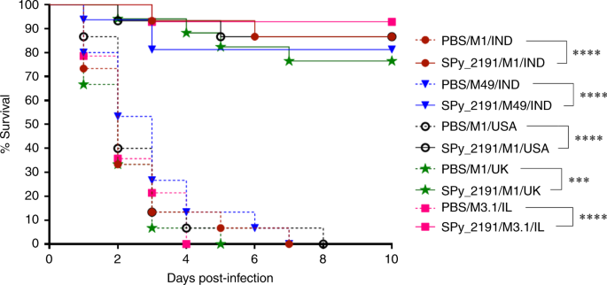 Fig. 5: SPy_2191 immunization provided cross-serotype protection against GAS.