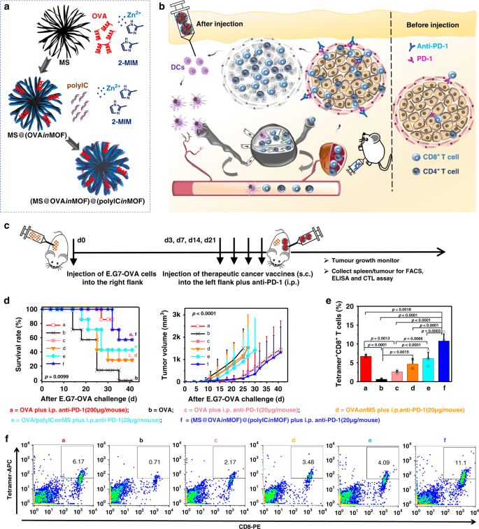 A Nanoscale Metal Organic Frameworks Based Vaccine Synergises With Pd 1 Blockade To Potentiate Anti Tumour Immunity Nature Communications