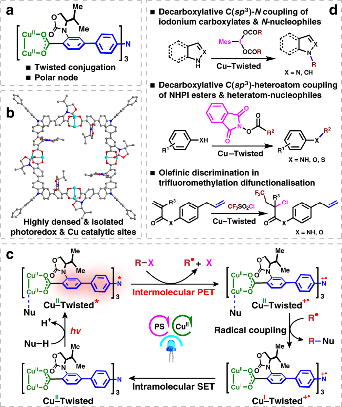 Synergistic Photoredox And Copper Catalysis By Diode Like Coordination Polymer With Twisted And Polar Copper Dye Conjugation Nature Communications