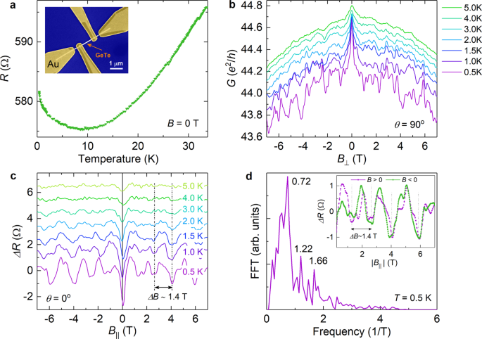 Fig. 2: Magnetotransport of a normal contacted GeTe nanowire.