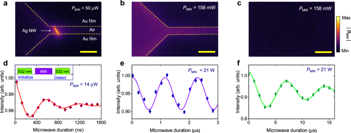 Fig. 3: Spin manipulation with the localized microwave field.