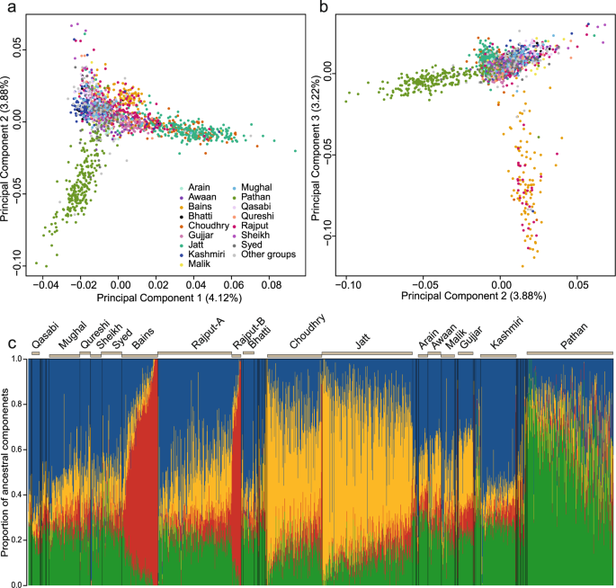 Fig. 1: Population structure within British Pakistanis from Bradford.