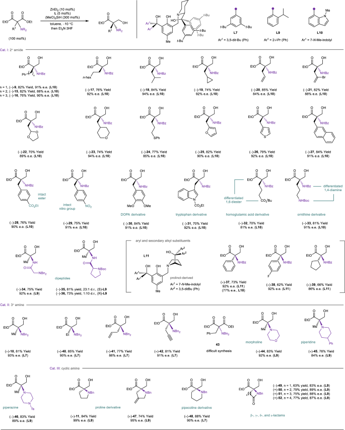 Fig. 3: Scope of aminomalonic esters.