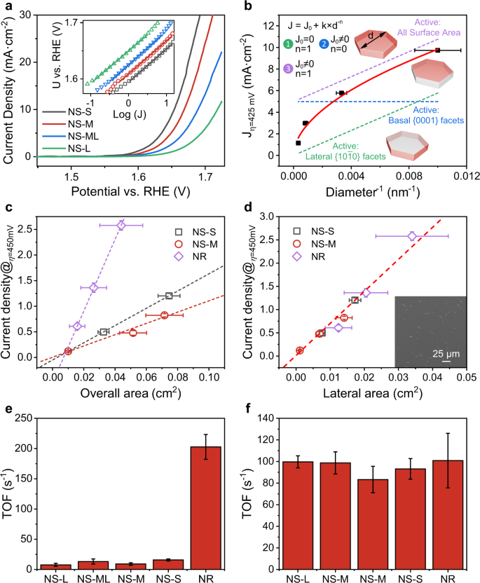 Fig. 4: Catalytic activities of CoOOH NR and CoOOH NS for oxygen evolution reaction.
