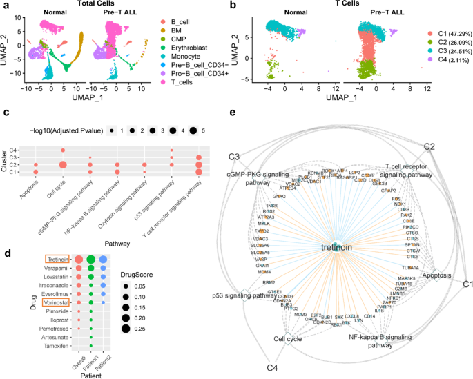 Fig. 5: Drug repurposing for precursor T cell acute lymphoblastic leukemia (Pre-T ALL).