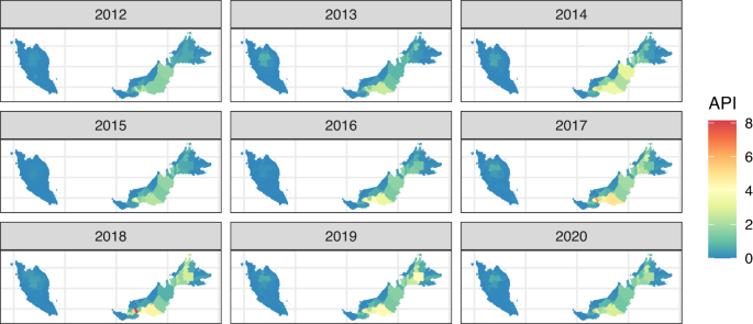 Fig. 1: Annual P. knowlesi incidence in Malaysia from 2012–2020.