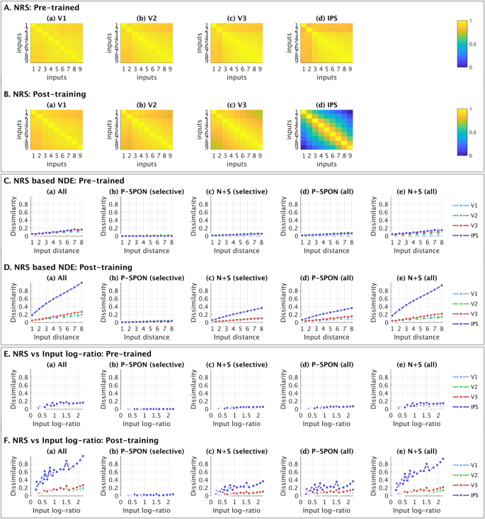 Fig. 7: Neural Representation Similarity of distributed population-level response and relation to Numerical Distance Effect.