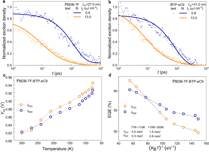 Fig. 2: Diffusion and dissociation of excitons generated by λ533 and λ809.