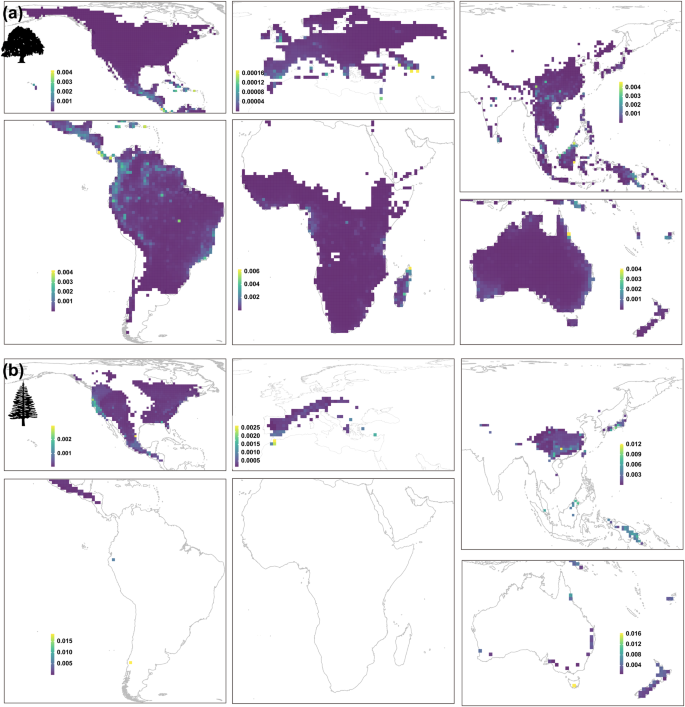 Climate change and land use threaten global hotspots of phylogenetic  endemism for trees | Nature Communications