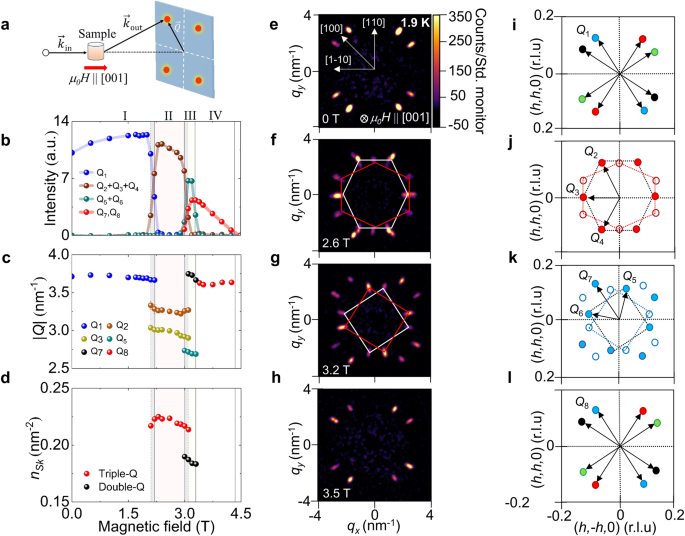 Fig. 3: Magnetic field dependent SANS data from EuNiGe3.