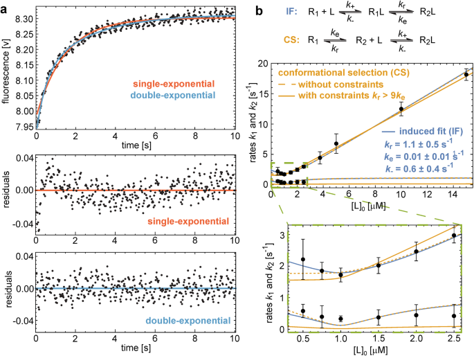 Fig. 4: Kinetic analysis of binding of NT to enNTS1 shows an induced-fit mechanism.