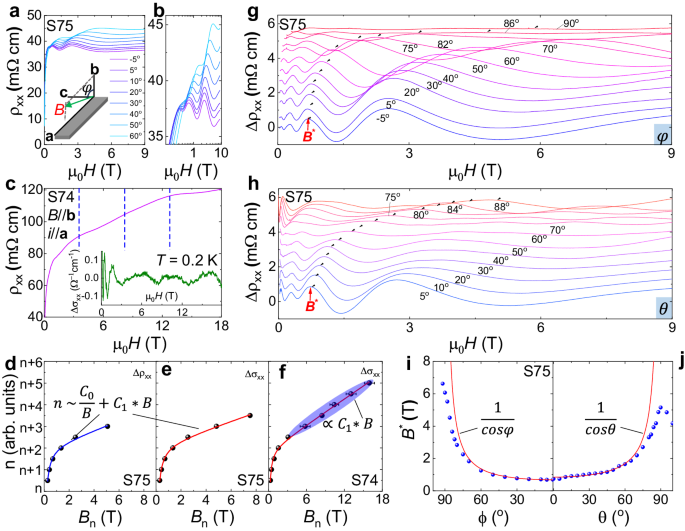 Fig. 3: Anomalous resistance oscillations beyond the quantum limit in ZrTe5.