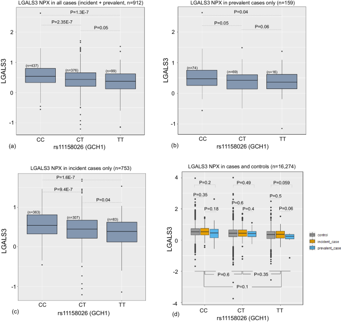 Fig. 7: Genotype-specific abundance of LGALS3 among carriers of the protective SNP rs11158026 among.