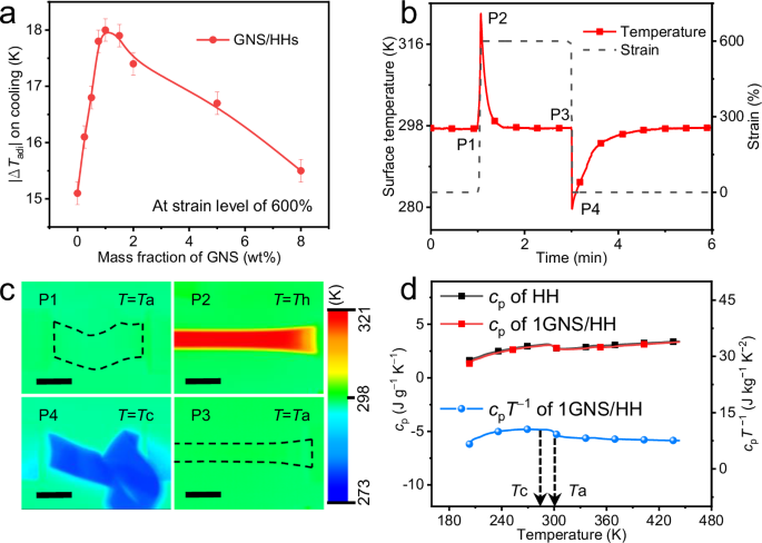 Fig. 1: e-CE cycle and temperature change of GNS/HHs.