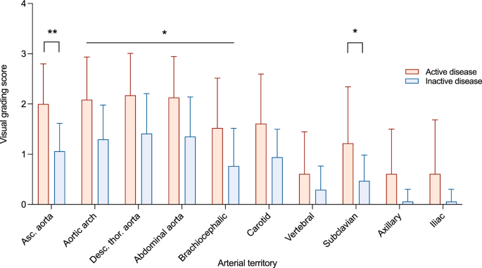 Fig. 1: Visual assessment of PET/MRI disease activity in LVV.