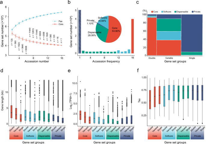 Fig. 2: Classification and characteristics of moso bamboo pangenome gene sets.