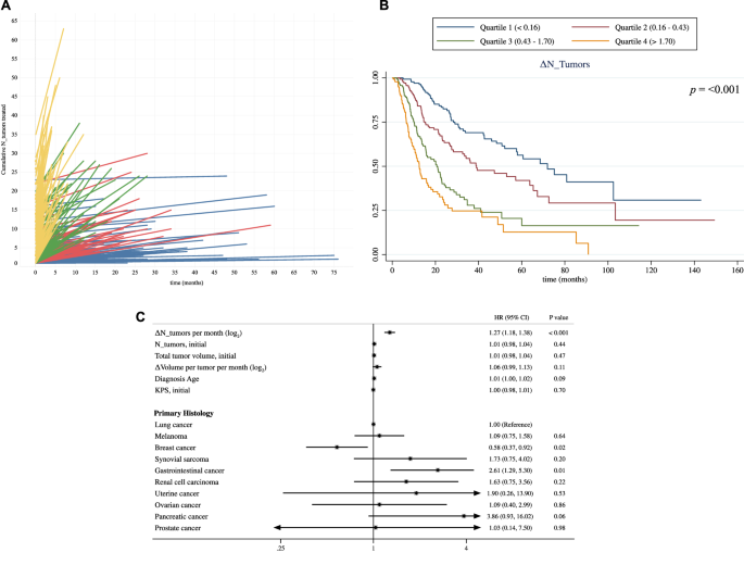 Fig. 4: Metastatic brain cancer dynamics in the NYUMets dataset.