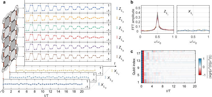 Fig. 2: Time-translation symmetry breaking for nonlocal observables with B&nbsp;=&nbsp;0.