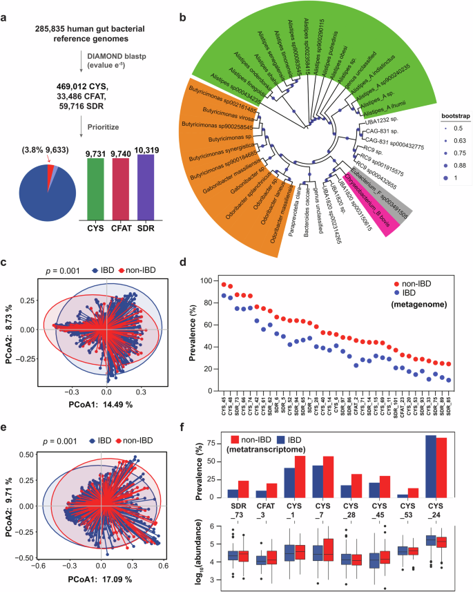 Fig. 1: The presence and expression profiles of SoL biosynthetic enzymes and the production of SoLs differ in IBD subjects versus healthy controls.