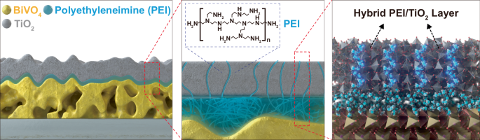 Fig. 1: Configuration of interfacial PEI and hybrid PEI/TiO2 layer.