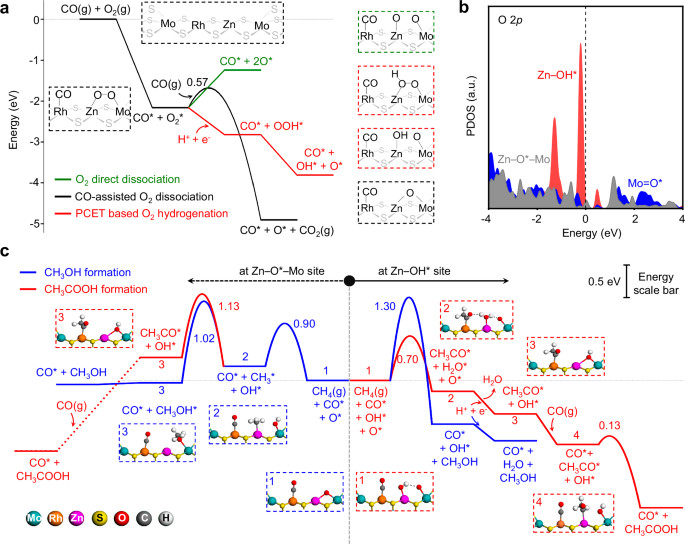 Fig. 5: DFT studies on the reaction mechanisms of CH4 conversion.