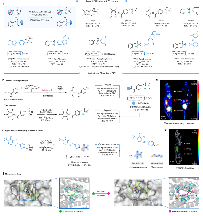 Fig. 6: PET tracers and 18F-synthons synthesized by late-stage radiofluorination of alkyl phosphonates.