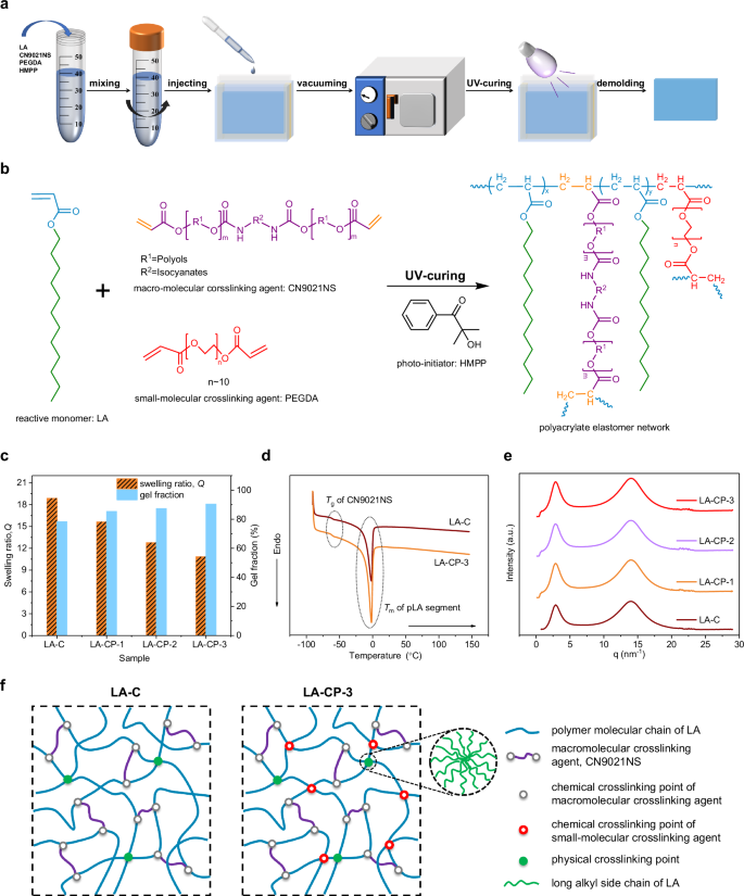 Fig. 1: Preparation and characterization of elastomer network structure.