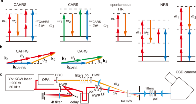 Fig. 1: Concept and experimental layout of CAHRS spectroscopy.