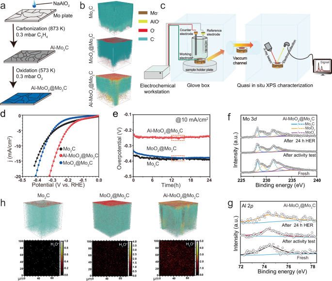 Fig. 1: Al-MoO2@Mo2C model catalyst for alkaline HER process.