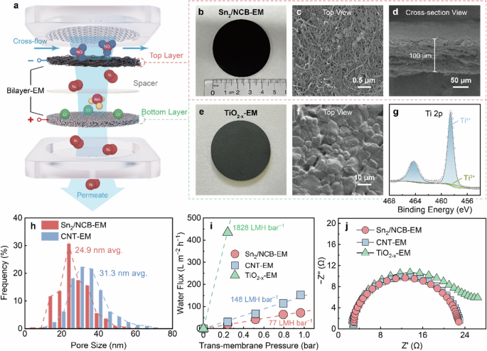 Fig. 5: Operating principle and characterization of the bilayer electrified membrane (bilayer-EM).