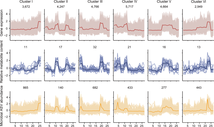 Fig. 2: Co-expression network of the transcriptome, metabolome, and microbiome.