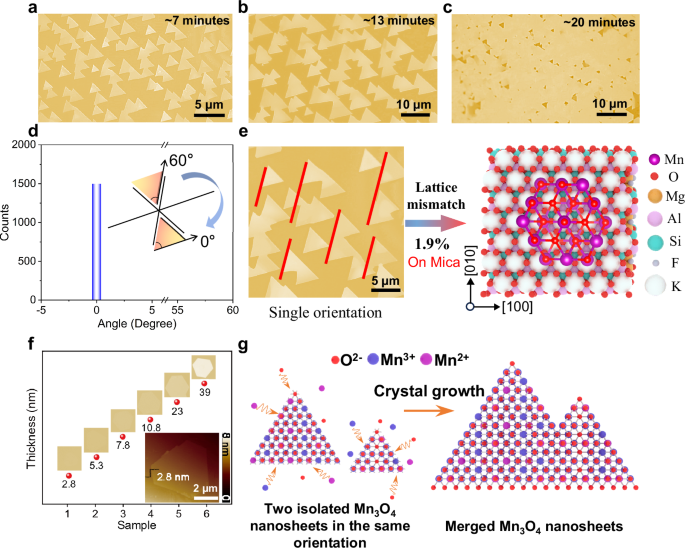 Fig. 2: Array-grown and characterization of ultrathin Mn3O4 nanosheets.