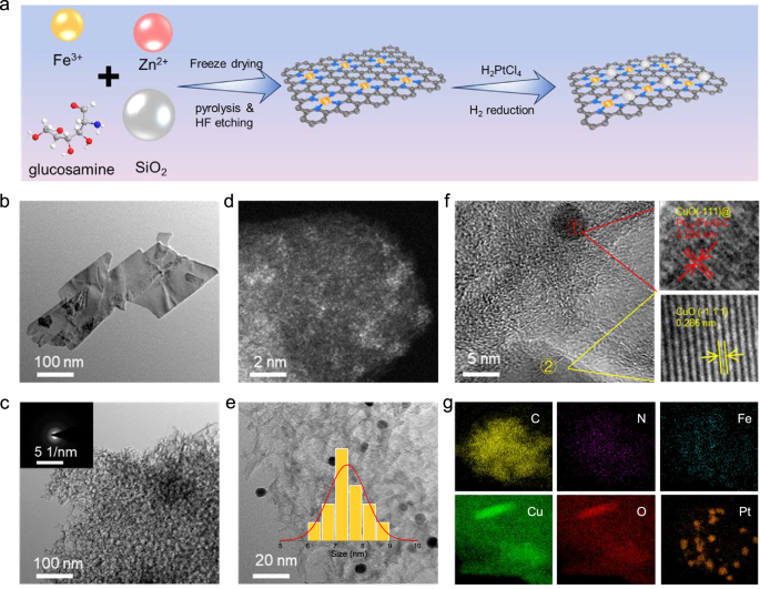 Fig. 2: Synthesis and structural characterization of PtNC/Fe-N-C.