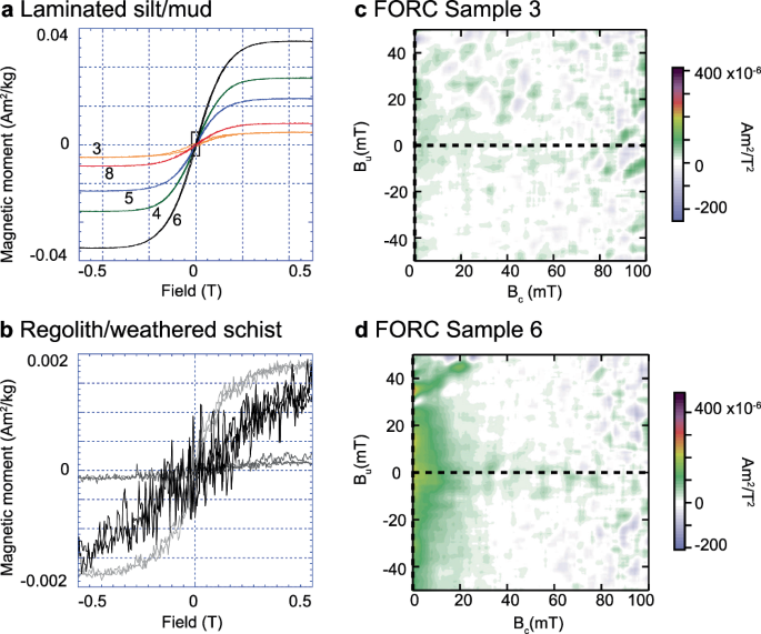 Fig. 5: Rock magnetic data from lithologies surrounding Lake Hayes.