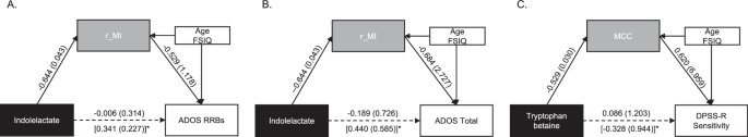 Fig. 4: Significant mediation models in the ASD group.