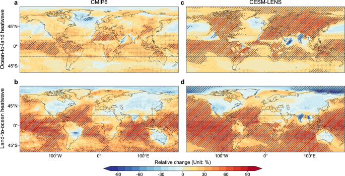 Fig. 3: Projected changes in frequency of transboundary warm-season heatwaves under high-emissions scenario.