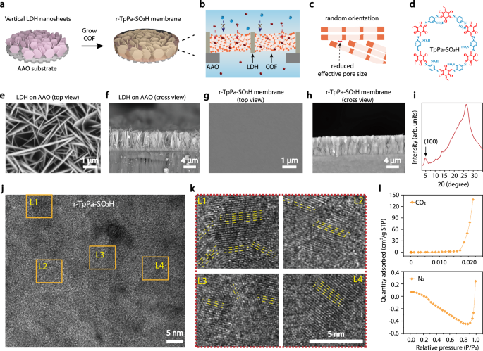 Fig. 1: Fabrication of the randomly oriented COF membrane.