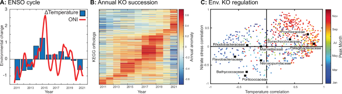 Fig. 4: Interannual changes in microbiome taxa and functions.