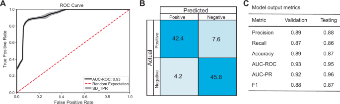 Fig. 2: Output metrics from the Random Forest classifier model.