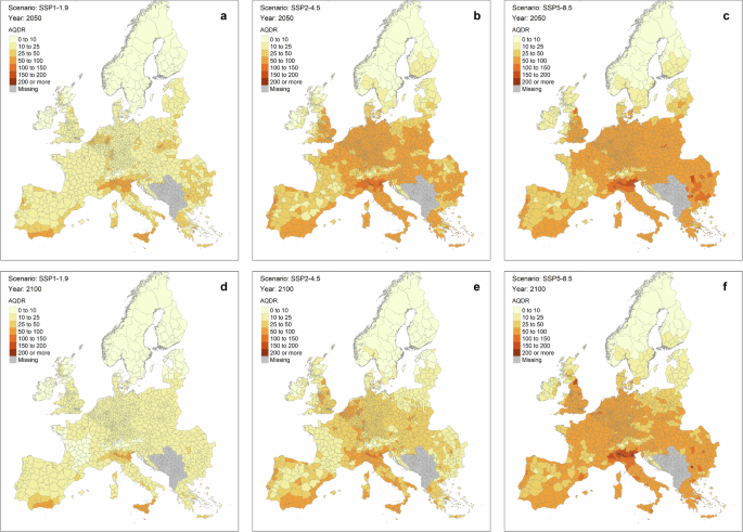 Fig. 4: Air quality death rate for different scenarios.