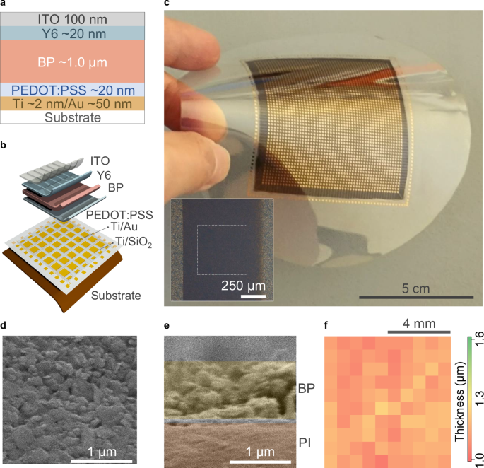 Fig. 1: Black phosphorus (BP) ink film for mid-wave infrared (MWIR) imager.