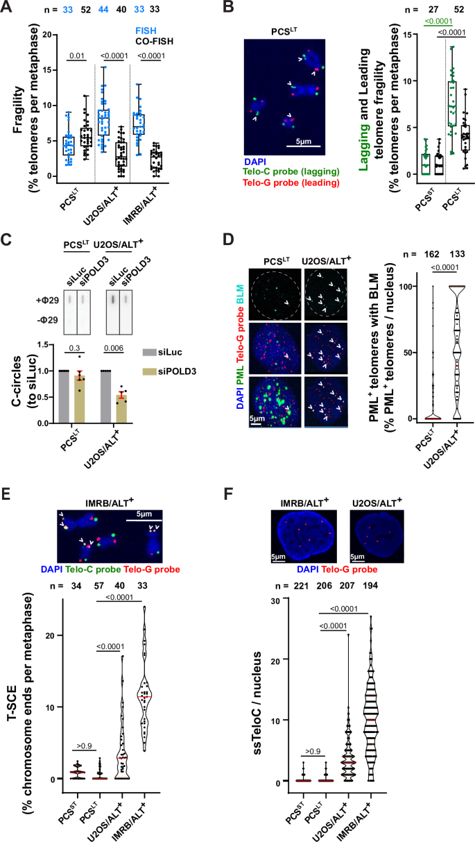 Fig. 2: PCSLT cells display a subset of ALT features.