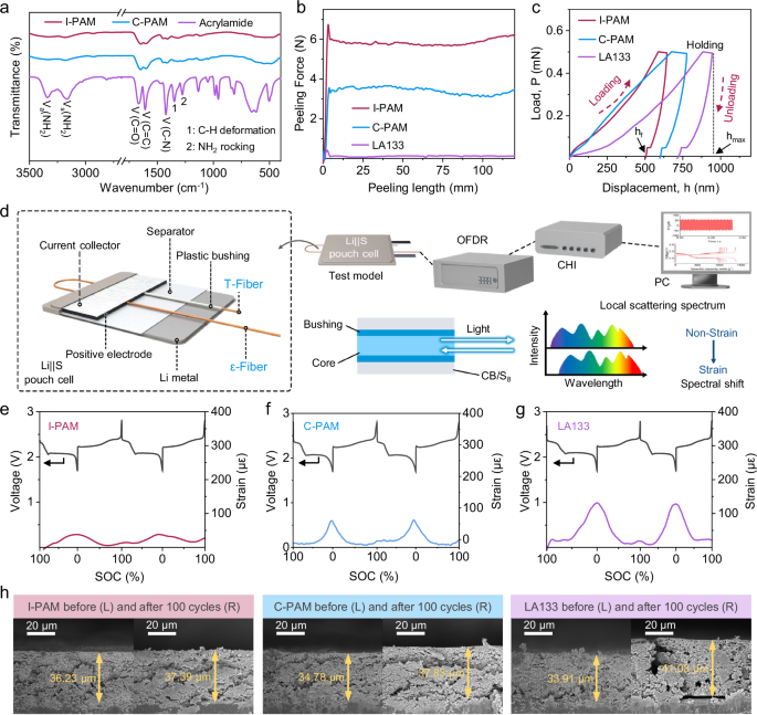 Fig. 2: Mechanical behavior analysis of binders and the corresponding sulfur electrodes.
