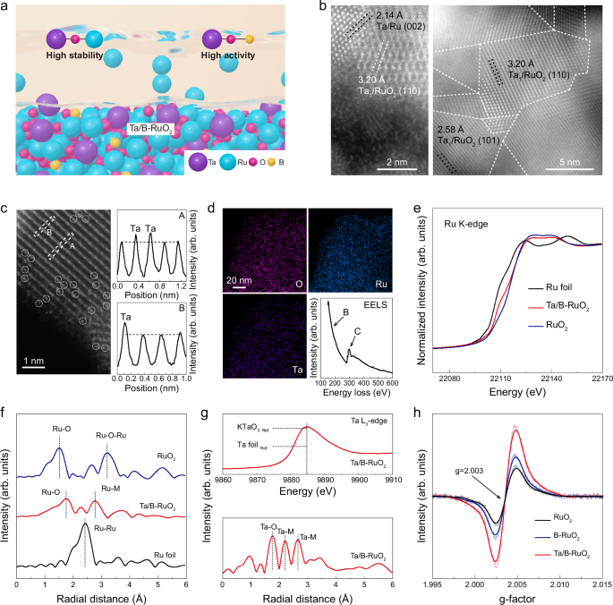 Fig. 1: Synthesis and characterization of the Ta/B-RuO2.