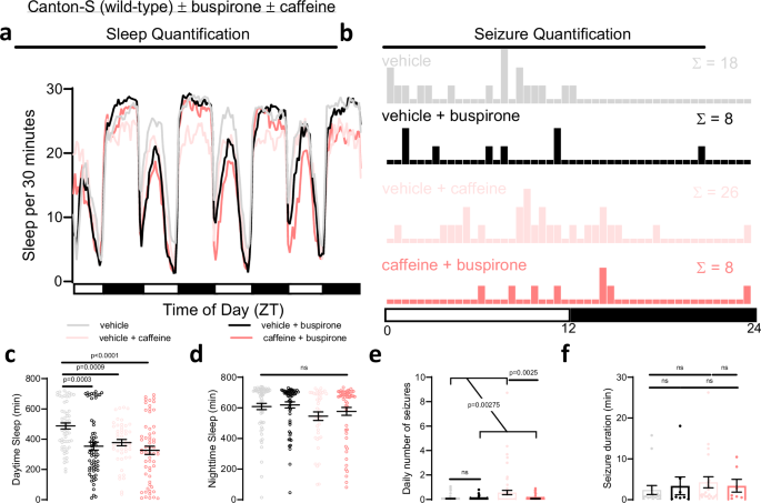 Fig. 8: Increasing 5HT1A activity with the FDA-approved drug buspirone can protect against seizures induced by sleep loss.
